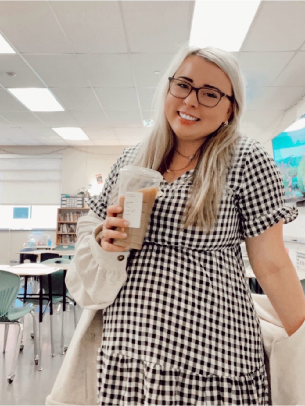 Wish Black & White Gingham Tiered Maxi Dress